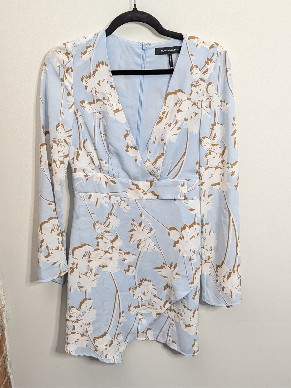 BCBGMaxAzria Long Sleeve Blue Dress Size XXS